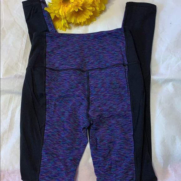 Victoria’s Secret High Waist Black Purple Heather Print Knockout Sport Tights - Picture 3 of 11